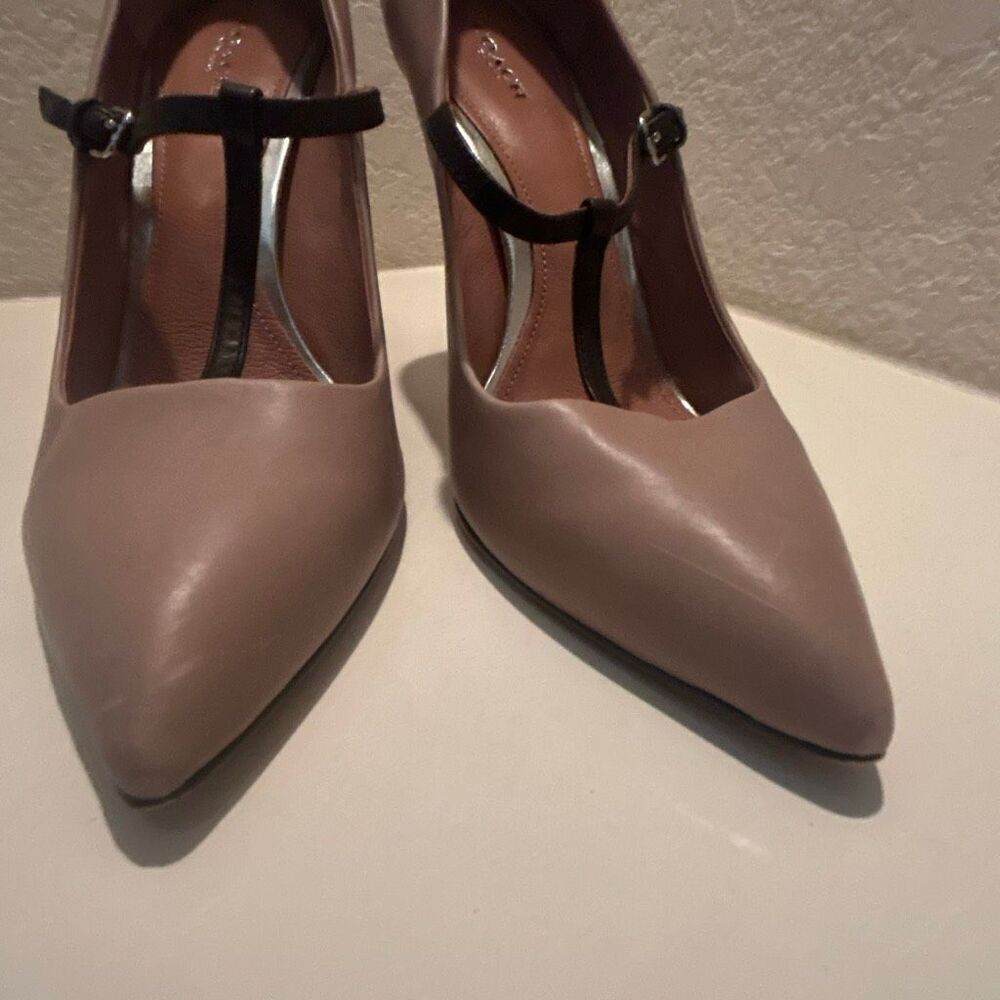 Coach Fulten T-Strap Leather Pump Heels Taupe Brown Contemporary Chic Size 10 - Picture 7 of 14